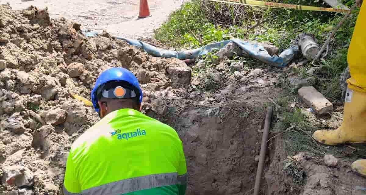 AQUALIA  avanzó en la reparación de tubería matriz que afectaba el suministro de agua en los barrios San José y Porvenir
