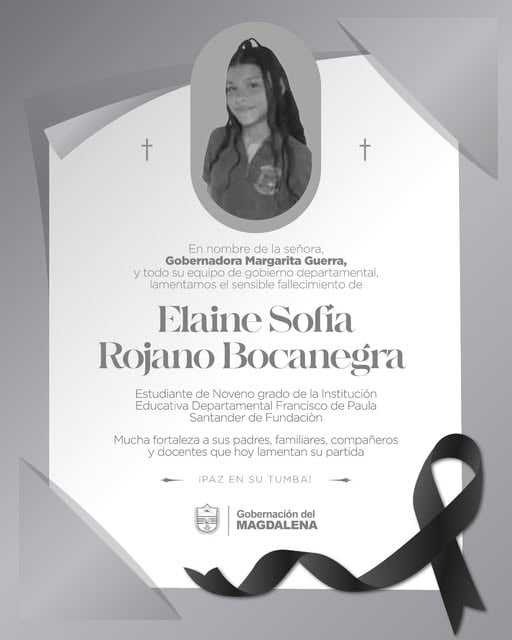 Familia de Elaine Rojano Bocanegra recibirá apoyo psicosocial de la Gobernación del Magdalena