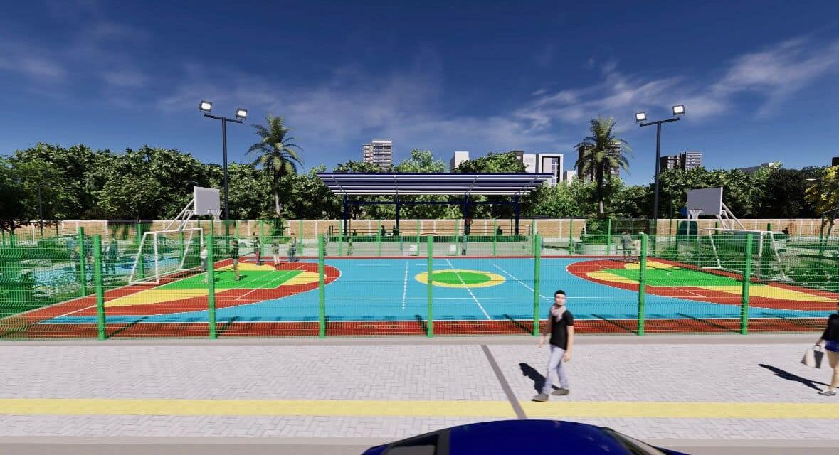 Alcalde Pinedo hace corte y muestra como van nuevos escenarios deportivos