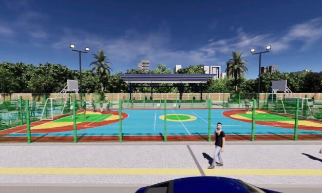 Alcalde Pinedo hace corte y muestra como van nuevos escenarios deportivos